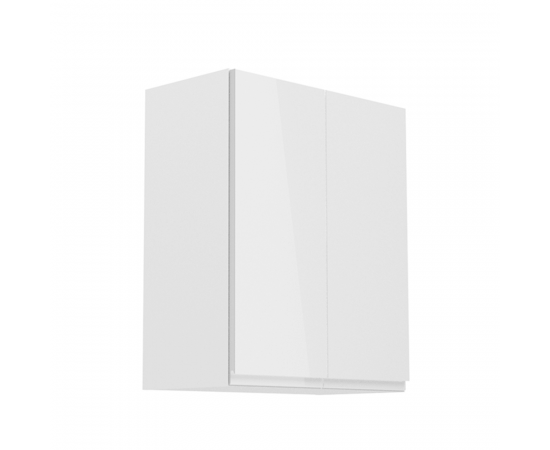 KONDELA Horná skrinka, biela/biely extra vysoký lesk, AURORA G602F