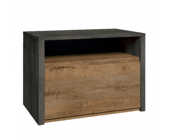 KONDELA Nočný stolík, dub lefkas tmavý/smooth sivý, MONTANA SN KONDELA Nočný stolík, dub lefkas tmavý/smooth sivý, MONTANA SN