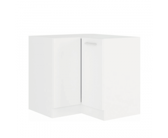 KONDELA Rohová spodná skrinka, biela, SPLIT 89x89 DN 1F BB