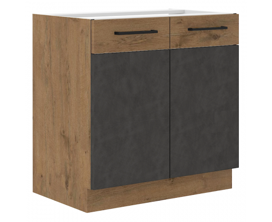 KONDELA Spodná skrinka, sivá matná/dub lancelot, VEGA 80 D 2F BB KONDELA Spodná skrinka, sivá matná/dub lancelot, VEGA 80 D 2F BB