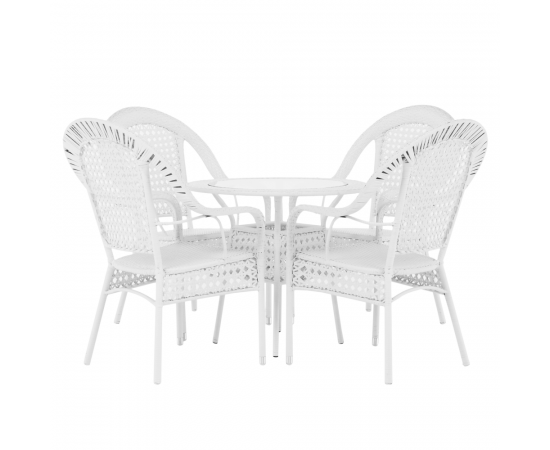 KONDELA Záhradný set 1+4, biela, KOVEN KONDELA Záhradný set 1+4, biela, KOVEN