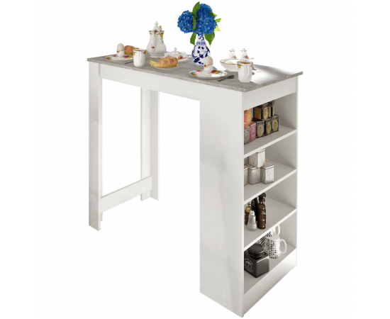 KONDELA Barový stôl, biela/betón, 117x57 cm, AUSTEN KONDELA Barový stôl, biela/betón, 117x57 cm, AUSTEN