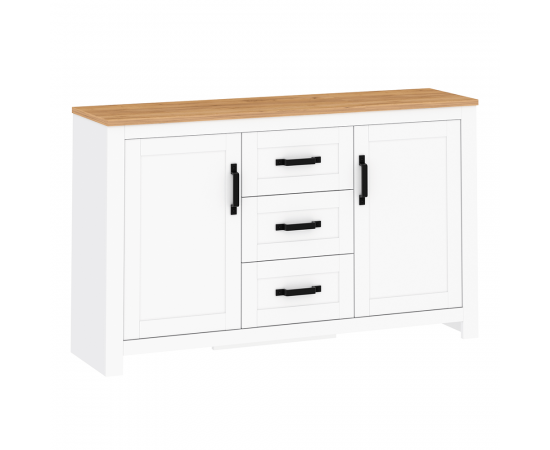 KONDELA Komoda, biela alba/dub craft zlatý, LANZETTE E KONDELA Komoda, biela alba/dub craft zlatý, LANZETTE E