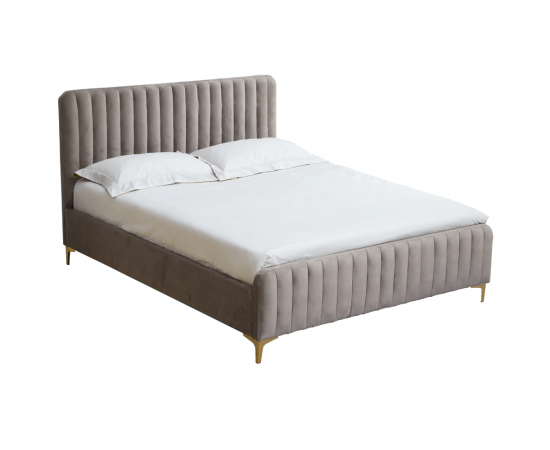 KONDELA Posteľ, sivohnedá Taupe/gold chróm zlatý matný, 160x200, KAISA