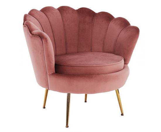 KONDELA Kreslo v štýle Art-deco, ružová Velvet látka/gold chróm-zlatý, NOBLIN
