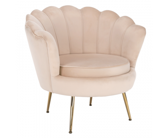 KONDELA Kreslo v štýle Art-deco, béžová Velvet látka/gold chróm-zlatý, NOBLIN
