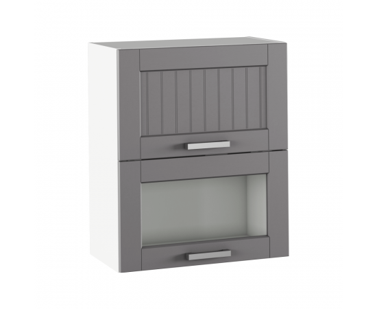 KONDELA Horná skrinka, tmavosivá/biela, JULIA TYP 8