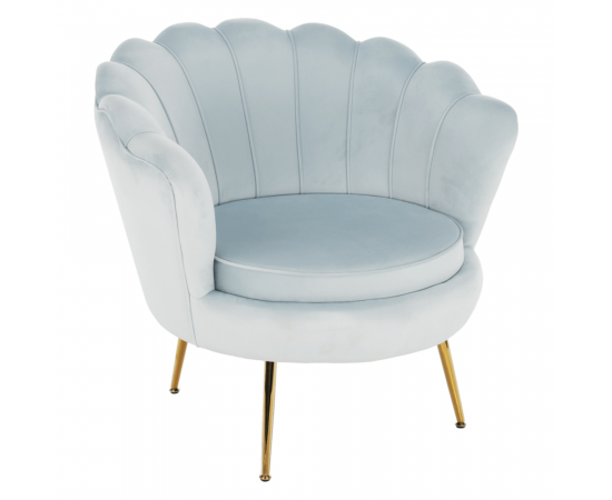 KONDELA Kreslo v štýle Art-deco, sivomodrá Velvet látka/gold chróm-zlatý, NOBLIN