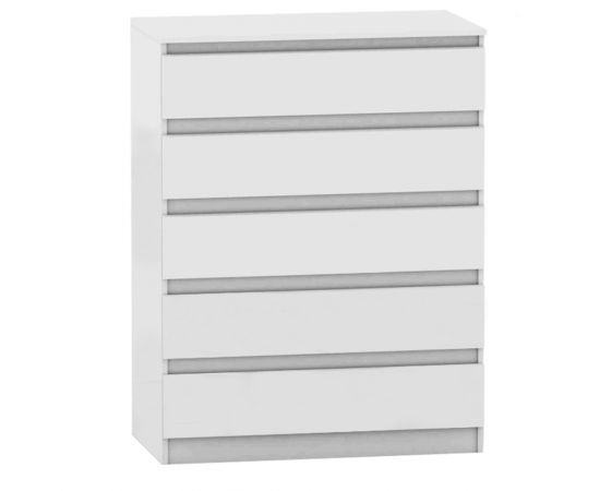 KONDELA 5 šuplíková komoda, biela, HANY NEW 005