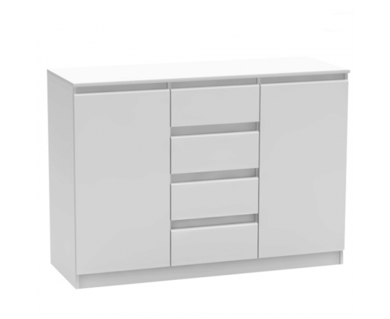 KONDELA 2 dverová komoda so 4 šuplíkmi, biela, HANY NEW  010