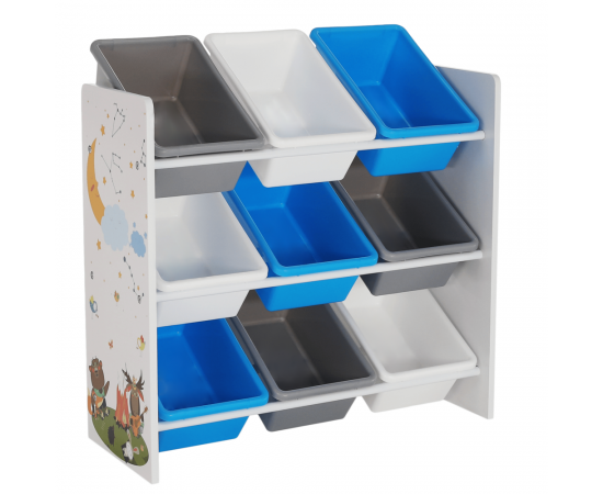 KONDELA Organizér/regál na hračky, viacfarebná/vzor, DARLING TYP 3