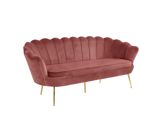 KONDELA Luxusná pohovka, 3-sed, ružová Velvet látka/chróm zlatý, štýl Art-deco, NOBLIN