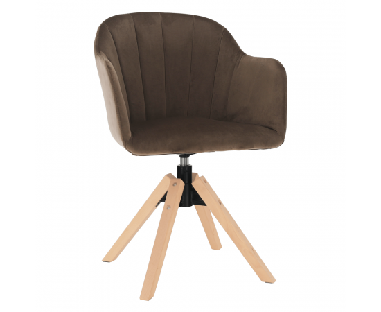 KONDELA Otočné kreslo, velvet látka, sivohnedá taupe/buk, DALIO