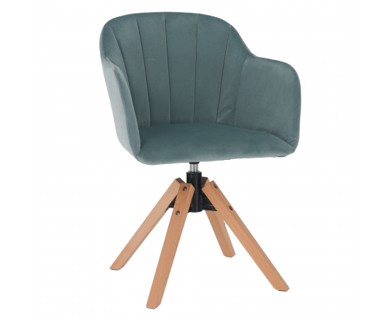 KONDELA Otočné kreslo, velvet látka, neomint/buk, DALIO