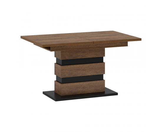 KONDELA Rozkladací jedálenský stôl, dub bolzano/čierna, 140-180x86 cm, DELIS S