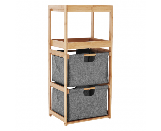 KONDELA Regál, lakovaný bambus/látka sivá, KELANA KONDELA Regál, lakovaný bambus/látka sivá, KELANA