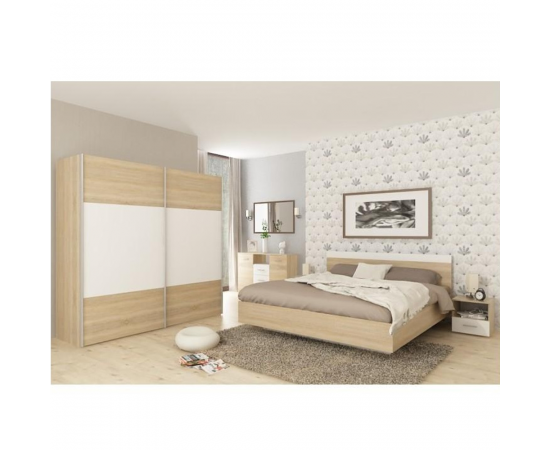 KONDELA Spálňový komplet (posteľ 180x200 cm), dub sonoma/biela, GABRIELA NEW