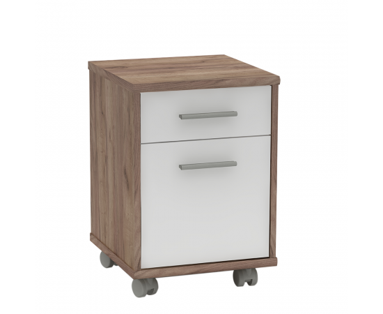 KONDELA Kancelársky kontajner, kraft dunkel/biela, JOHAN 2 NEW 07