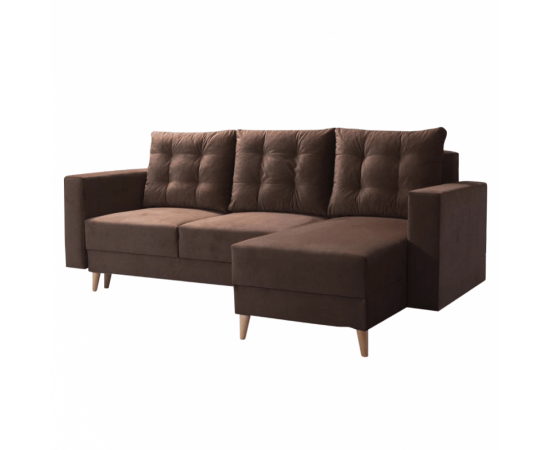 KONDELA Rozkladacia sedacia súprava, hnedá, pravá, BLEKY ROH