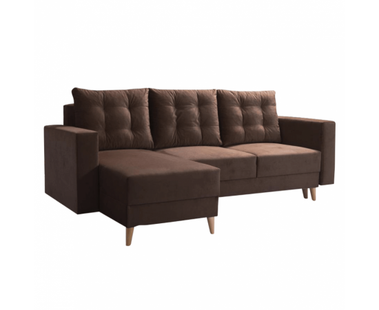 KONDELA Rozkladacia sedacia súprava, hnedá, ľavá, BLEKY ROH
