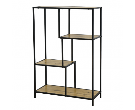 KONDELA Regál, čierna/dub, BILOTE TYP 1