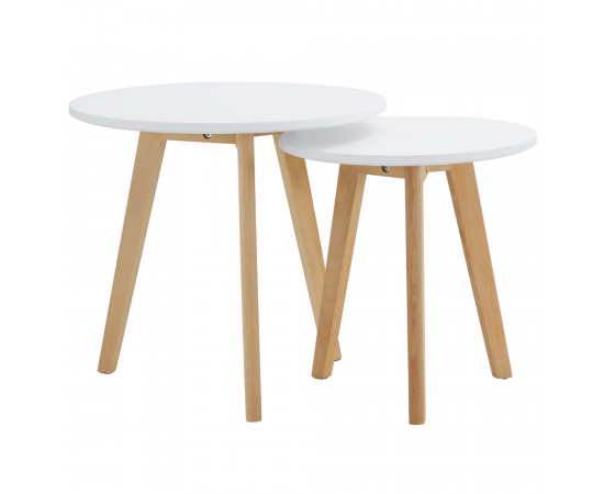 KONDELA Sada 2 konferenčných stolíkov, biela/buk, MALTO 2 NEW