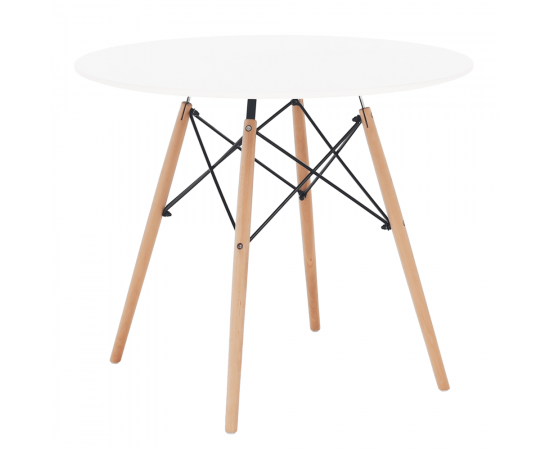 KONDELA Jedálenský stôl, biela/buk, priemer 90 cm, GAMIN 2 NEW 90