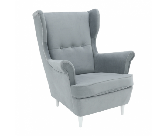 KONDELA Kreslo ušiak, svetlosivá/biela, RUFINO 3 NEW KONDELA Kreslo ušiak, svetlosivá/biela, RUFINO 3 NEW