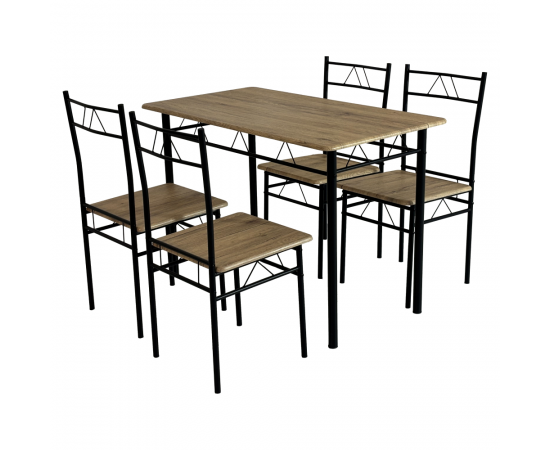 KONDELA Jedálenský set 1+4, svetlý dub/čierna, PAON KONDELA Jedálenský set 1+4, svetlý dub/čierna, PAON