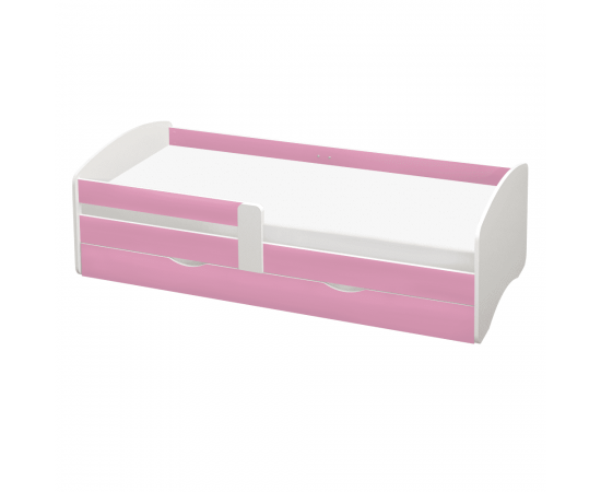 KONDELA Posteľ s roštom a úložným priestorom 90x200, biela/ružová, COCOLINO