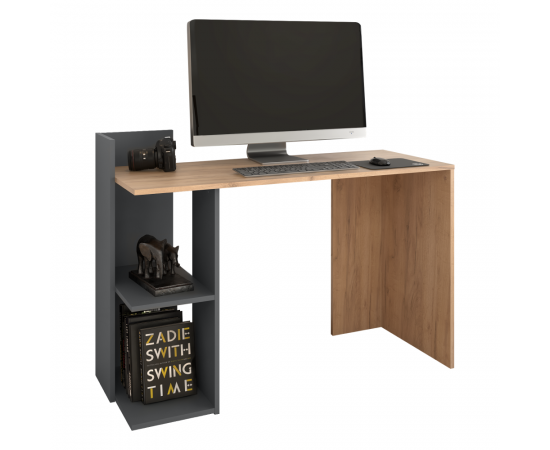 KONDELA PC stôl, dub craft zlatý/grafit, ZINO NEW
