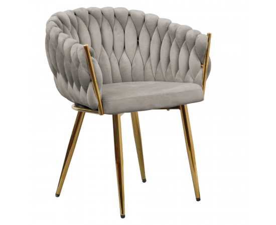 KONDELA Jedálenské kreslo, sivohnedá Taupe Velvet látka/gold chróm zlatý, DEILA
