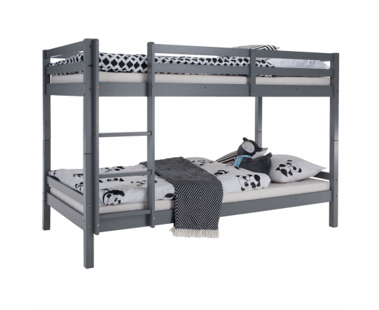 KONDELA Poschodová posteľ, 90x200, masívne drevo, sivá, INEZA KONDELA Poschodová posteľ, 90x200, masívne drevo, sivá, INEZA