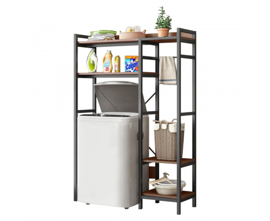 KONDELA Regál nad práčku, dub tmavý/čierna, DELSIN KONDELA Regál nad práčku, dub tmavý/čierna, DELSIN