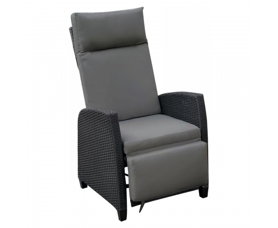 KONDELA Záhradné polohovacie kreslo, čierna/sivá, PAVIO