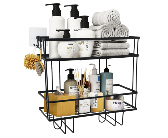 KONDELA Organizér do kúpelne, čierna, SABRINA