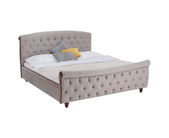 KONDELA Posteľ s úložným priestorom, 180x200, sivohnedá Taupe Velvet látka, BARETO