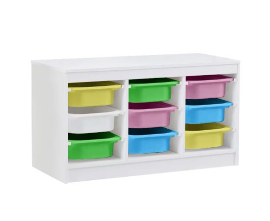 KONDELA Organizér s úložnými boxami, biela/mix farieb, TRIMAL