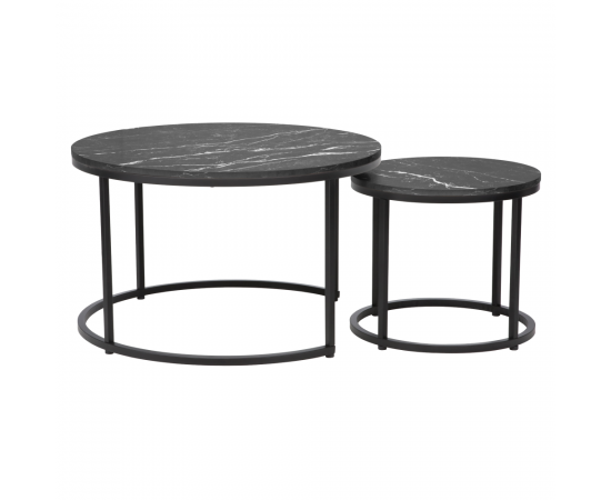 KONDELA Konferenčné stolíky, set 2 ks, tmavosivá/čierna, CIRKO