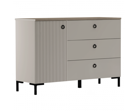 KONDELA Komoda, sivohnedá Taupe/dub silverjack, DOMCA 1D3S