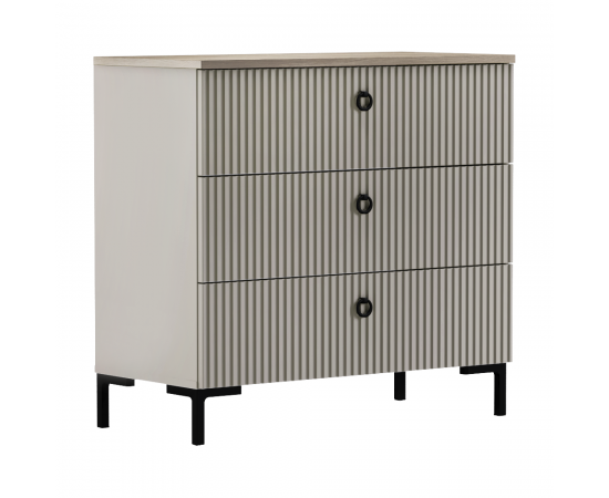 KONDELA Komoda, sivohnedá Taupe/dub silverjack, DOMCA 3S