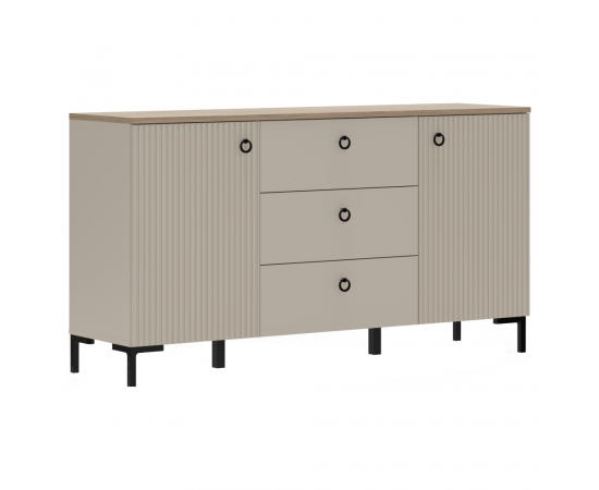 KONDELA Komoda, sivohnedá Taupe/dub silverjack, DOMCA 2D3S