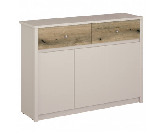 KONDELA Komoda, kašmír/dub evoke, KAROS 3D2S