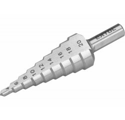 Vrták stupňovitý DIN 1412C, Ø4-20mm, stupňovanie 2mm, 9 otvorov