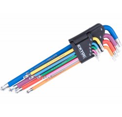Kľúče Torx farebné predĺžené, 9ks, T10-T50mm, S2