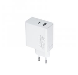 MAXLIFE MXTC-07-45AC PD QC NABIJACKA 1X USB-C 1X USB 45W, BIELA