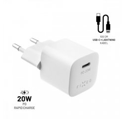 FIXED FIXC20M-CL-WH SET SIETOVA NABIJ. MINI S USB-C VYST. A USB-C/LIGHTN.,PODPORA PD,1 M,BIELY