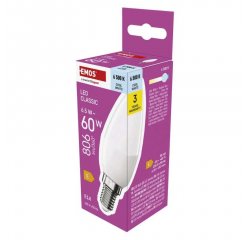 EMOS ZQ3E44 LED ZIAROVKA CLASSIC SVIECKA/E14/6,5 W (60 W)/806 LM / STUDENA BIELA