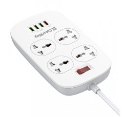 COLORWAY PREDLZOVACI KABEL CW 4X EUROZASUVKA, 4X USB (1XQC + 3XAUTOID) BIELY (CW-CHU44QW)