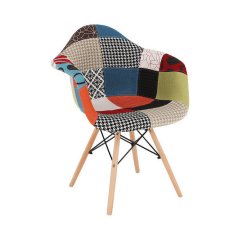 KONDELA TOBO 3 NEW KRESLO, LATKA PATCHWORK/BUK